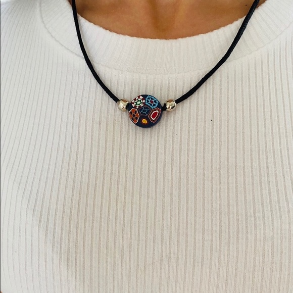 Colourful clay bead necklace - Picture 2 of 5